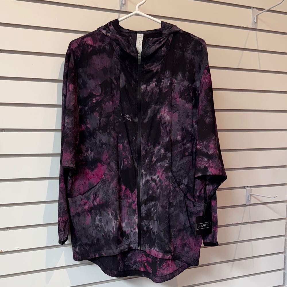 DYI Women's Black and Purple Tie-Dye Zip Hoodie. Never Washed or Worn.